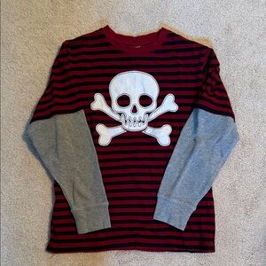Striped Skull Kids Shirt - Red and Gray Gymboree